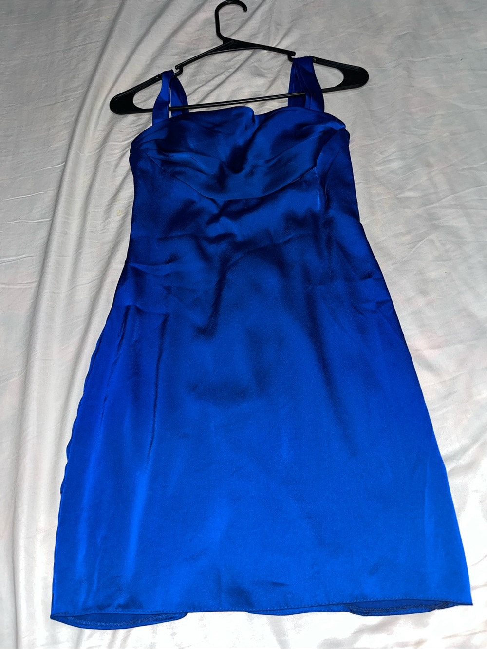 Satin Mini Dress in Vibrant Blue
